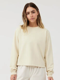 Cotton Terry Cropped Sweatshirt -Daily Fit Wear Shop W301372 CTT LNN Organic Cotton Terry Cropped Sweatshirt Linen 046 hjbTmxF