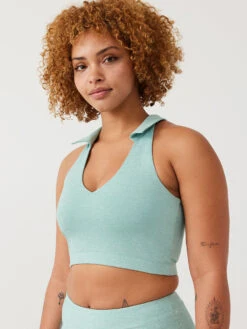 Warmup Collared Crop Top -Daily Fit Wear Shop W301873 TXC CRI Warmup Collared Crop Top Caribbean 029 dCRbjxe
