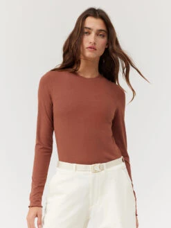 SoftRib Longsleeve -Daily Fit Wear Shop W302001 CTR CPO SheerRib Longsleeve Cappuccino 066 2 S4FfsBi