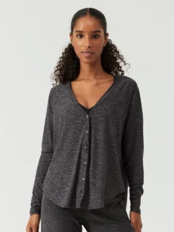 CloudKnit Button Down Longsleeve -Daily Fit Wear Shop W302057 HLM CHR CloudKnit Oversized Cardigan Charcoal 088