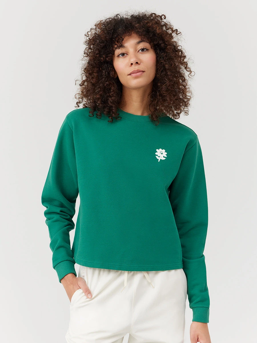Picking Flowers Cotton Terry Cropped Sweatshirt 4 Picking Flowers Cotton Terry Cropped Sweatshirt - Image 2