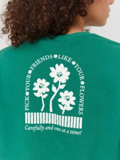 Picking Flowers Cotton Terry Cropped Sweatshirt