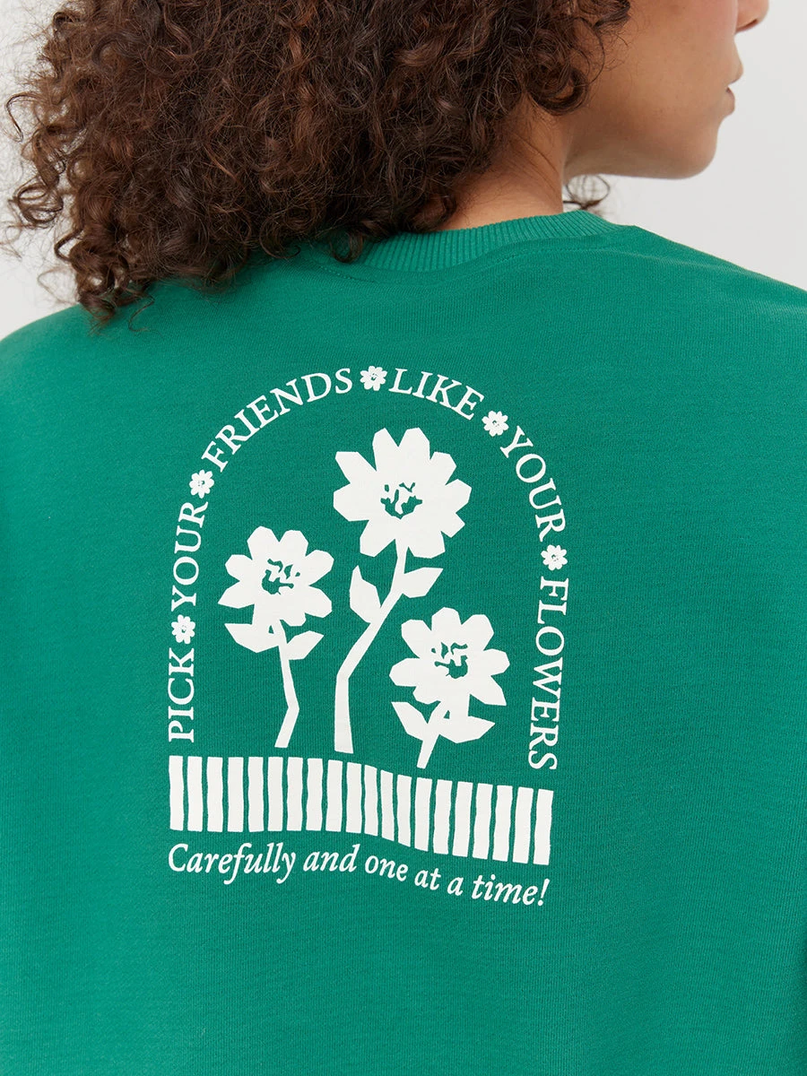 Picking Flowers Cotton Terry Cropped Sweatshirt 3 Picking Flowers Cotton Terry Cropped Sweatshirt