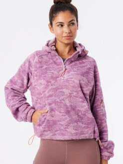 PrimoFleece 1/4 Zip Hoodie -Daily Fit Wear Shop W801572 PMF PCL Fleece Womens Pullover Provence Cloud 086 hfEpyrR